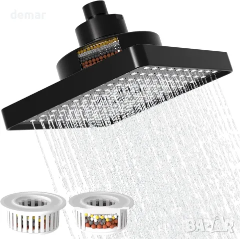 Квадратна душ пита GETSHOWERSET с филтър, около 15 см, матовочерна