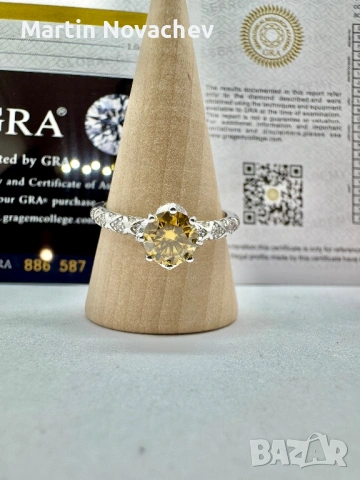 Сребърен пръстен с мойсанит (Диамант) 1 карат, снимка 3 - Пръстени - 54118112