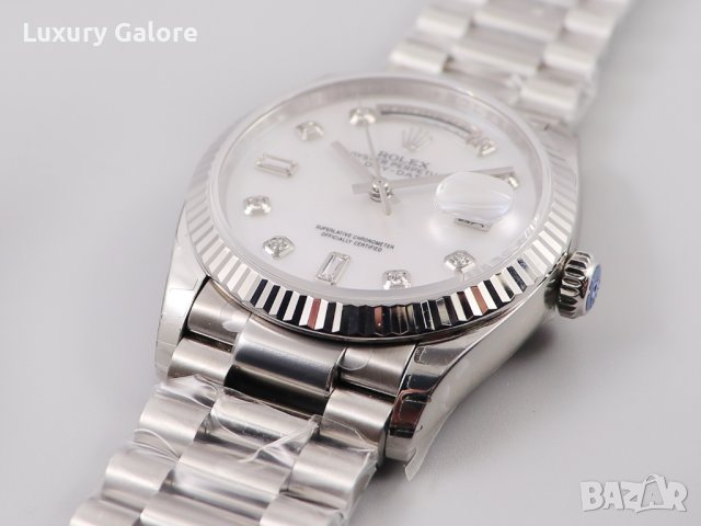 Унисекс часовник Rolex Day-Date 36 White Gold Mother of Pearl с автоматичен механизъм, снимка 4 - Дамски - 38416098