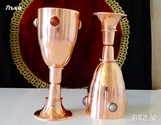 Царски меден бокал,медна чаша за вино,камъни. , снимка 11 - Антикварни и старинни предмети - 50291665