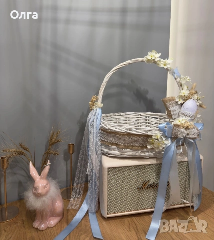Великденска кошница, снимка 3 - Изкуствени цветя - 53875290