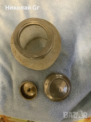 Кутия за чай произведено във Франция изработено. Чрез кракел техника 1920 години, снимка 2 - Антикварни и старинни предмети - 52333339