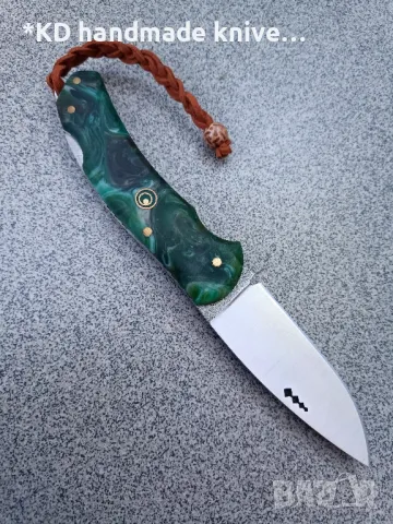 Сгъваем нож ръчно изработен + ПОДАРЪК кания, снимка 2 - Ножове - 47839724