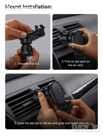 Baseus Stable Gravitational car mount стойка за телефон за автомобил , снимка 12 - Аксесоари и консумативи - 49683977