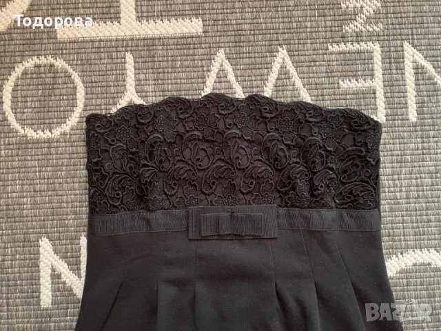 Черна рокля без презрамки, плътно трико, снимка 2 - Рокли - 40618981