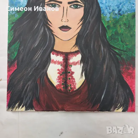 Интересна стара картина на платно SG2010, снимка 4 - Картини - 47576391