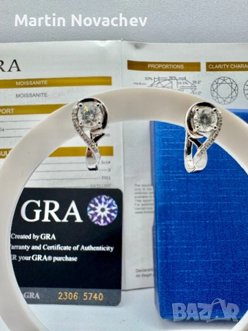 Сребърни обеци с мойсанит (Диамант) 0.5 карата, снимка 3 - Обеци - 54152335