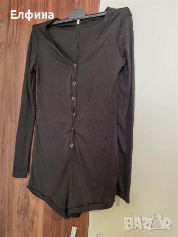 Черно боди с дълъг ръкав и крачолки