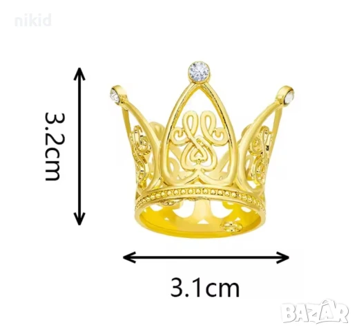 Малка корона златиста с камъче и обърнато сърце метална за украса декор на торта парти, снимка 3 - Други - 50555068