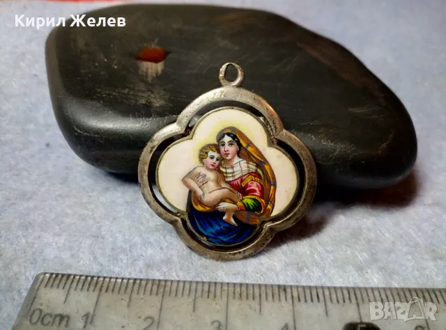 Старинна ЕМАЙЛИРАНА СРЕБЪРНА ИКОНКА ХУДОЖЕСТВЕНА РЪЧНА ИЗРАБОТКА РИСУВАНА ВИСОКА ПРОБА СРЕБРО 26466, снимка 8 - Антикварни и старинни предмети - 48818561