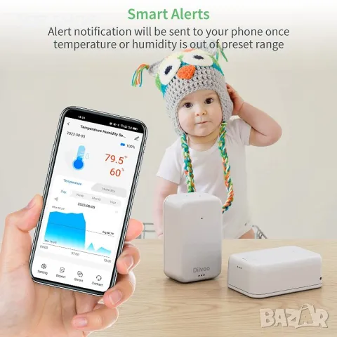 Diivoo WiFi HUB + сензор за температура и влажност, снимка 6 - Други - 48804982