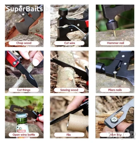 Къмпинг MultiTool - Брадвичка 16 в 1, снимка 6 - Екипировка - 50898159