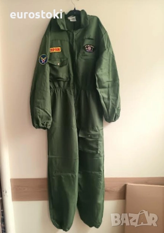 WIDMANN карнавален костюм на пилот, костюм на пилот на реактивен изтребител, зелен гащеризон на ВВС , снимка 5 - Костюми - 52632899