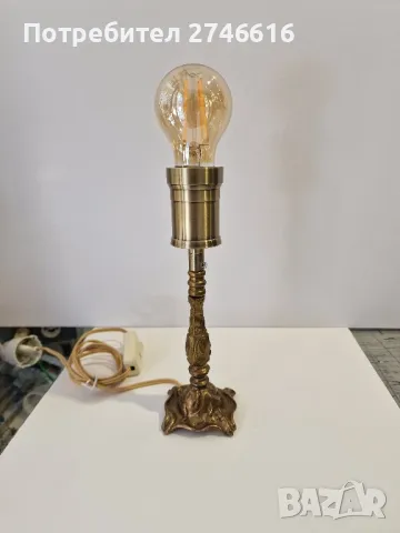 Бронзова настолна лампа ретро, снимка 4 - Антикварни и старинни предмети - 49586069