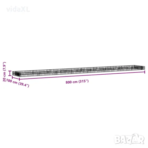 vidaXL Габион повдигната леха, поцинкована стомана, 800x100x20 см, снимка 8 - Саксии и кашпи - 56146220