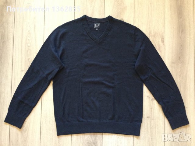 НОВ оригинален тъмно син шпиц памучен пуловер GAP размер L от САЩ, снимка 1 - Пуловери - 39914420
