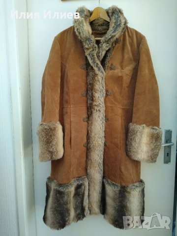 Ново дамско палто от естествена кожа и пух, размер XL, снимка 2 - Палта, манта - 38352672