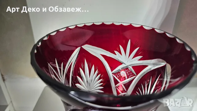 Кристална рубиненочервена ваза, снимка 5 - Вази - 56522372