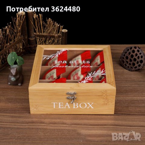 Дървена кутия за чай светло дърво, снимка 7 - Кутии за съхранение - 42500666