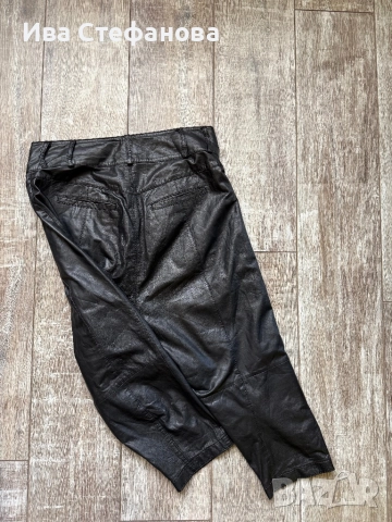 Черен с етикета модерен  кожен висока талия естествена кожа панталон тип потур потури . , снимка 3 - Спортни екипи - 52629664