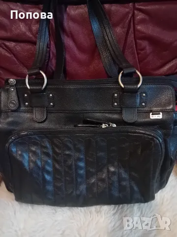 Уникална  голяма маркова чанта естествена кожа с подвижен органайзер 