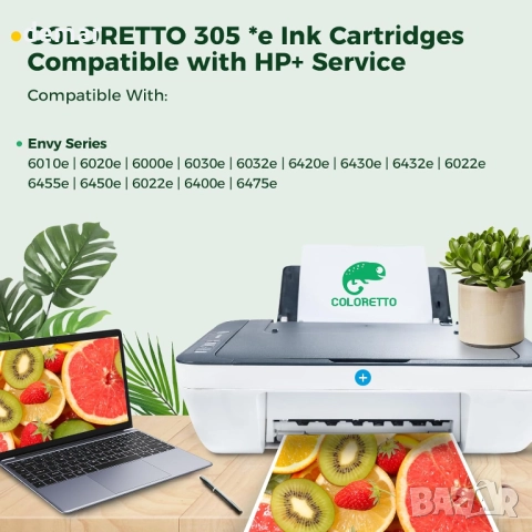 Мастилени касети COLORETTO 305XL, 2 броя черни, за HP Envy, Envy Рro, снимка 4 - Консумативи за принтери - 52052439