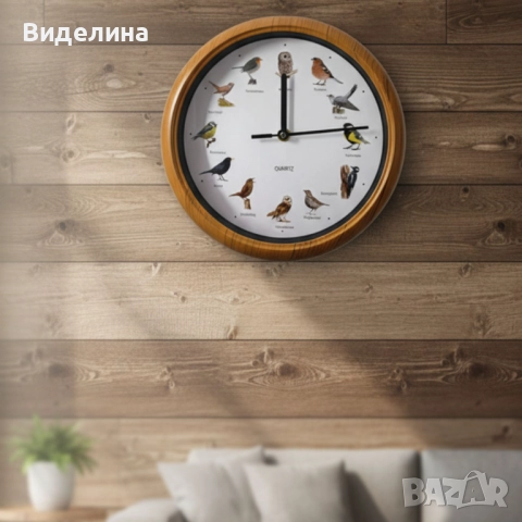 Стенен часовник с автентични птичи песни – природа във всеки час