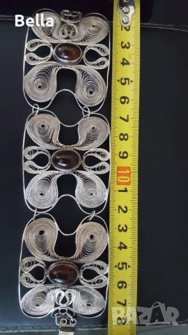 сребърна гривна Филигран с кехлибари, снимка 2 - Антикварни и старинни предмети - 37791490