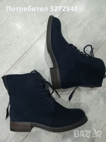 Дамски велурени боти /тъмно сини - N36