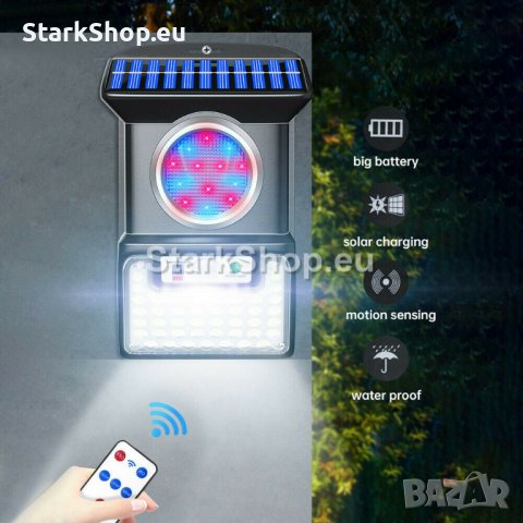 RGB LED Соларен прожектор с цветно осветление, снимка 4 - Прожектори - 38425740