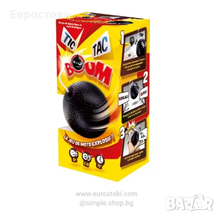Настолна игра Tic Tac Boum Asmodee, семейна скоростна игра на думи, ФРЕНСКА версия