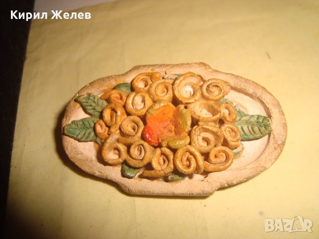 СТАРА ФЛОРАЛНА БРОШКА от НАТУРАЛНА ГЛИНА РЪЧНА ХУДОЖЕСТВЕНА ИЗРАБОТКА ЦВЕТЯ УНИКАТ от КОЛЕКЦИЯ 12350, снимка 5 - Антикварни и старинни предмети - 35507025