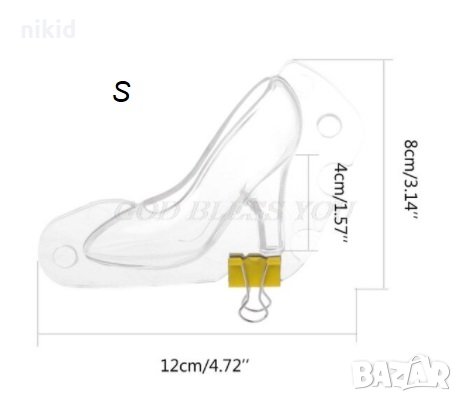 3 размера Поликарбонатна отливка калъп Дамска обувка молд шоколад Шоколадова черупка торта форма, снимка 2 - Форми - 31259151