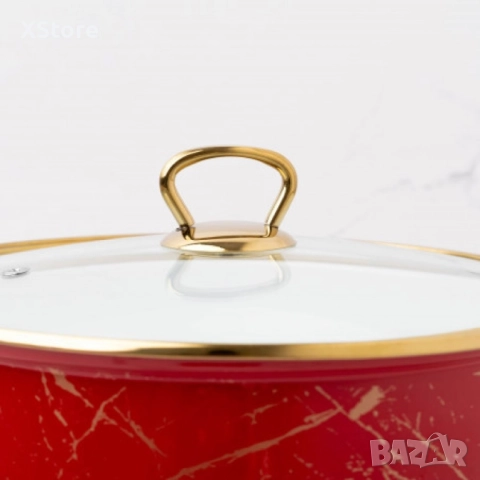 Тенджера Goldmann GM 8017-26R, 26x16см.\8.5л., Емайл, Индукция, Червена, снимка 6 - Съдове за готвене - 52496791