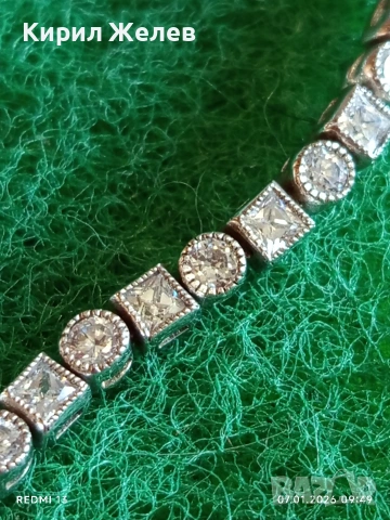 Сребърна гривна тип Тенис гривна с инкрустирани диаманти вълшебна много красива 52519, снимка 2 - Гривни - 53015914