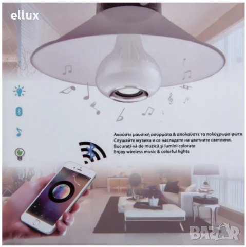 Цветна LED лампа с вградена колонка Bluetooth & Music 12W - E27, снимка 3 - Лед осветление - 37808327