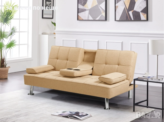 Диван VERDE светло кафяво/хром Код P1700, снимка 3 - Дивани и мека мебел - 52960451