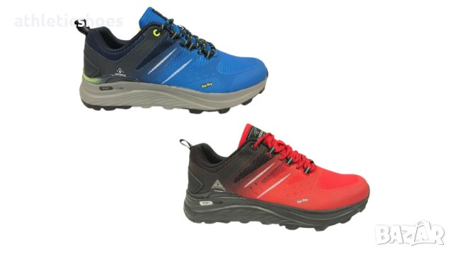 Мъжки маратонки с водоотблъскваща материя в синьо  и червено -2188