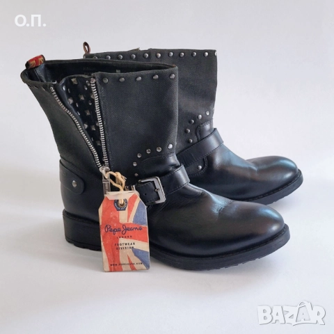 Pepe Jeans дамски боти, естествена кожа 38, снимка 4 - Дамски боти - 51640053