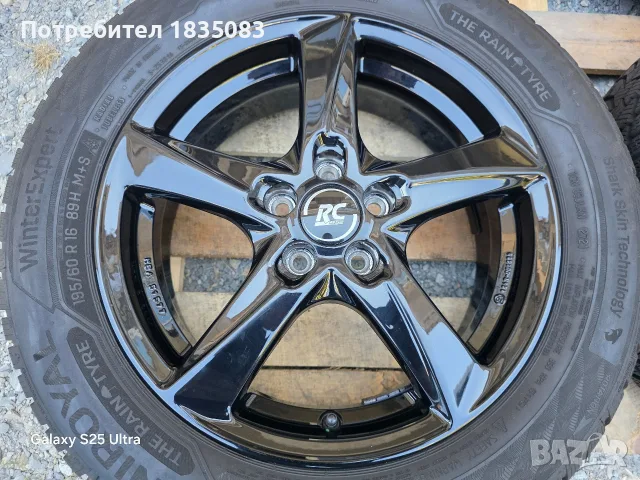 Лети джанти 16ки 5х100 RC Design + зимни гуми 195/60/16 Uniroyal, снимка 5 - Гуми и джанти - 55879317