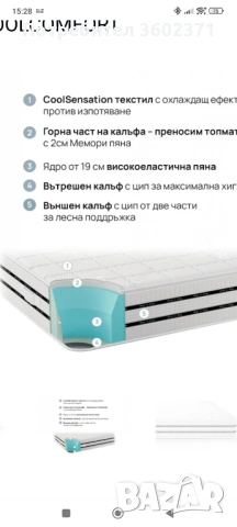 Матрак isleep CooL Comfort 164/190-продавам, снимка 6 - Матраци - 53382198