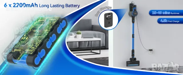 TASVAC V50 Безжична мощна прахосмукачка 200W, снимка 11 - Прахосмукачки - 49972891