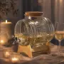 Стъклено буре 5 литра, с кранче и дървена поставка за вино, ракия и домашни напитки, снимка 5
