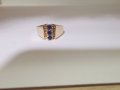 Златен пръстен с лилав аметист , снимка 7