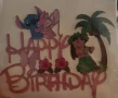 Лило Стич stitch Нала палма Хаваи Happy Birthday картонен топер украса торта декор парти рожден ден, снимка 3