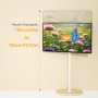 Бяла стойка за телевизор Unho с колелца, регулируема височина, 40"-75", снимка 4