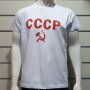 Нова бяла мъжка тениска с трансферен печат СССР, Русия