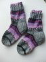 плетени чорапи сиво/лилаво, ходило 16, конч 16, снимка 1 - Чорапи - 39295337