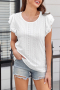 Дамска блуза в бял цвят с къси ръкави с къдрички, снимка 1 - Други - 44632295