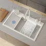 60см Висококачествена мултифункционална бяла кухненска мивка, снимка 6
